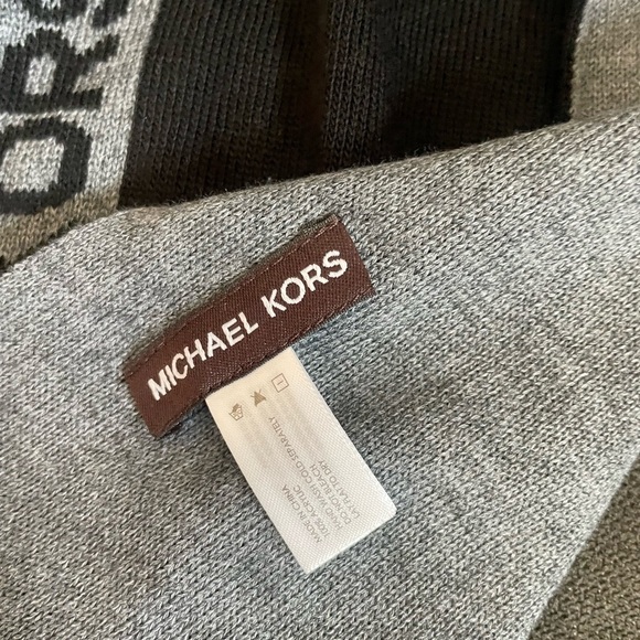 Michael Kors Black and Gray Logo Scarf - Picture 2 of 4